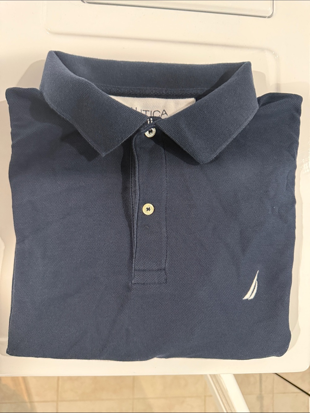Nautica Short-Sleeve Polo in Navy Blue with Embroidered Sail Logo
